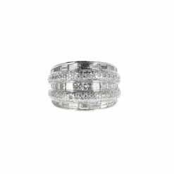 Bague Platine, Diamants Brillants et Baguettes