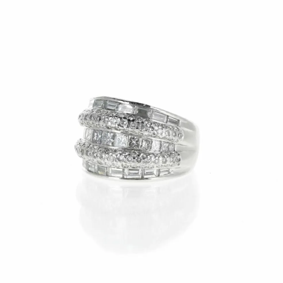 Bague Platine, Diamants Brillants et Baguettes