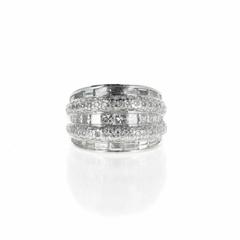 Bague Platine, Diamants Brillants et Baguettes