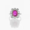 Bague Platine, Diamants et Saphir Rose