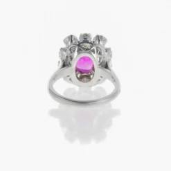 Bague Platine, Diamants et Saphir Rose