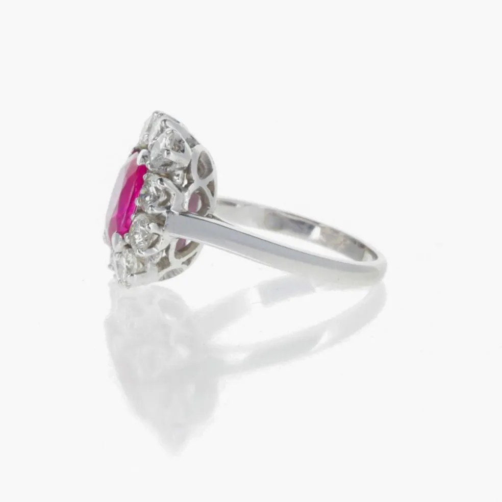 Bague Platine, Diamants et Saphir Rose
