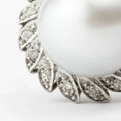 Bague platine, diamants et perles de culture