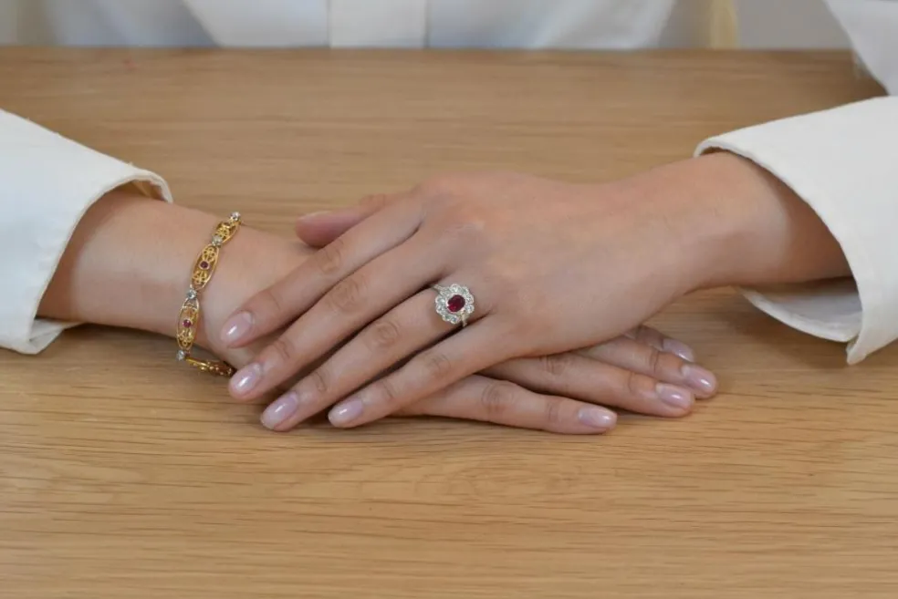 Bague Platine Emeraude Diamants
