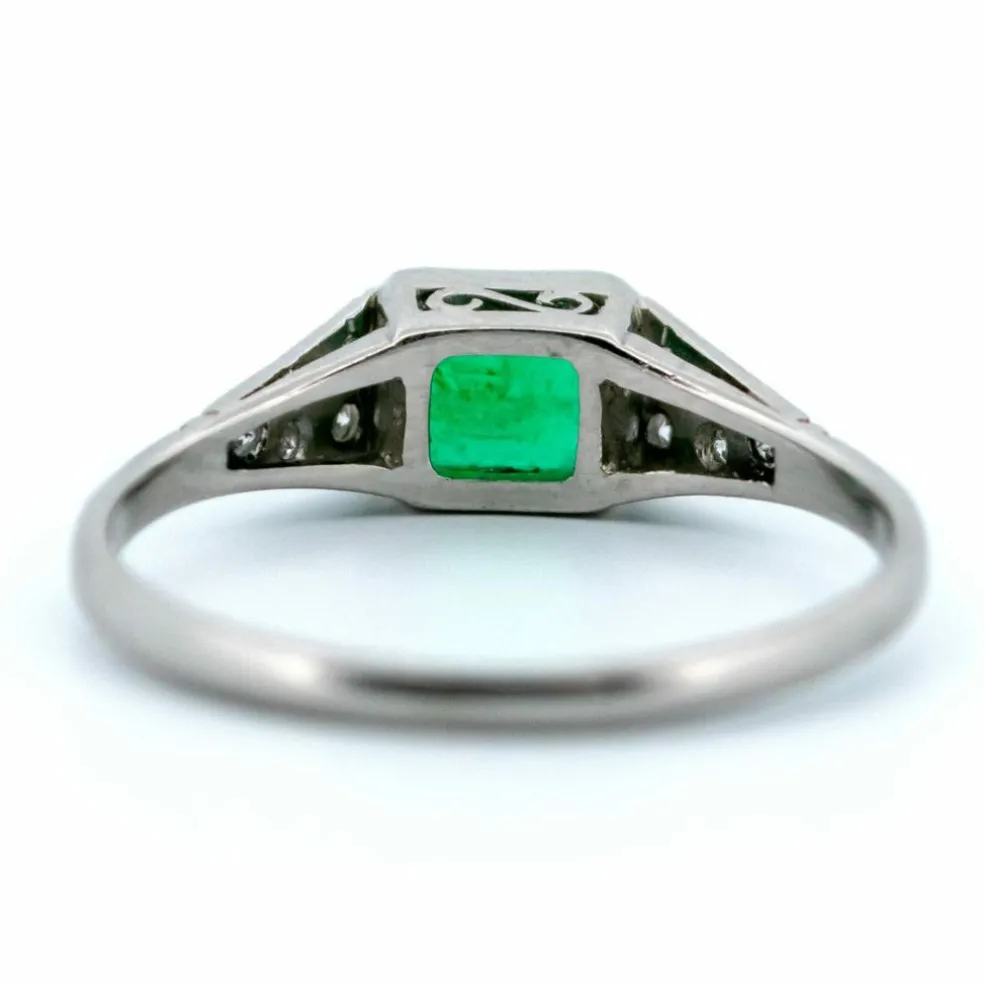 Bague platine Emeraude Diamant et platine