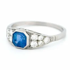 Bague Platine Est-Ouest Diamant Saphir