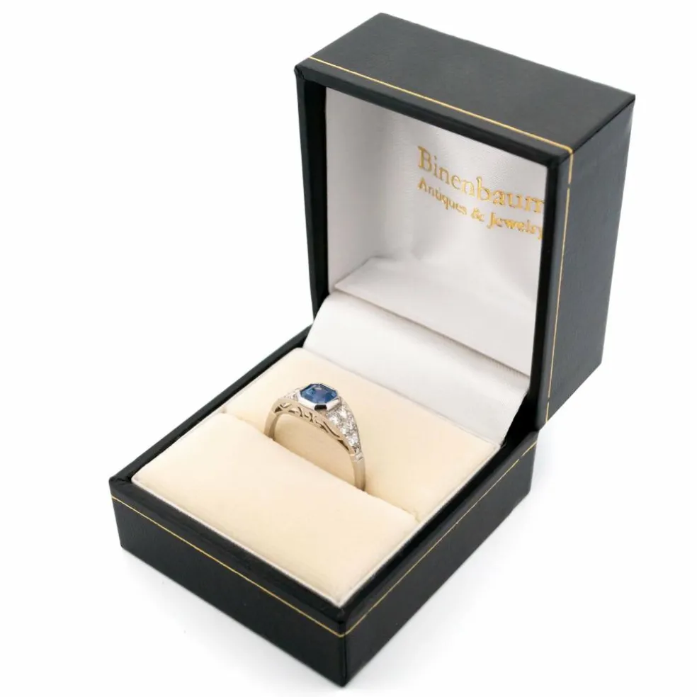 Bague Platine Est-Ouest Diamant Saphir