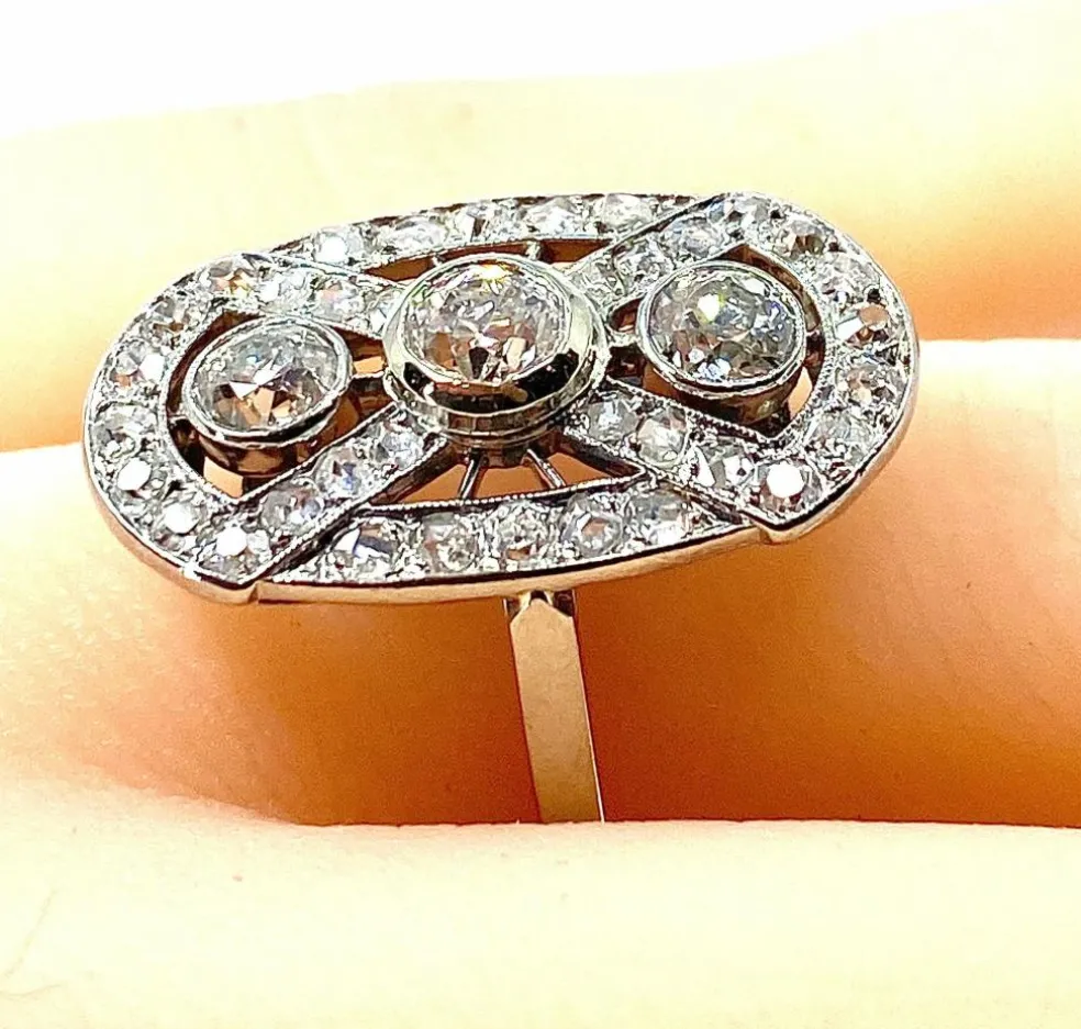 Bague platine et diamants, époque 1900
