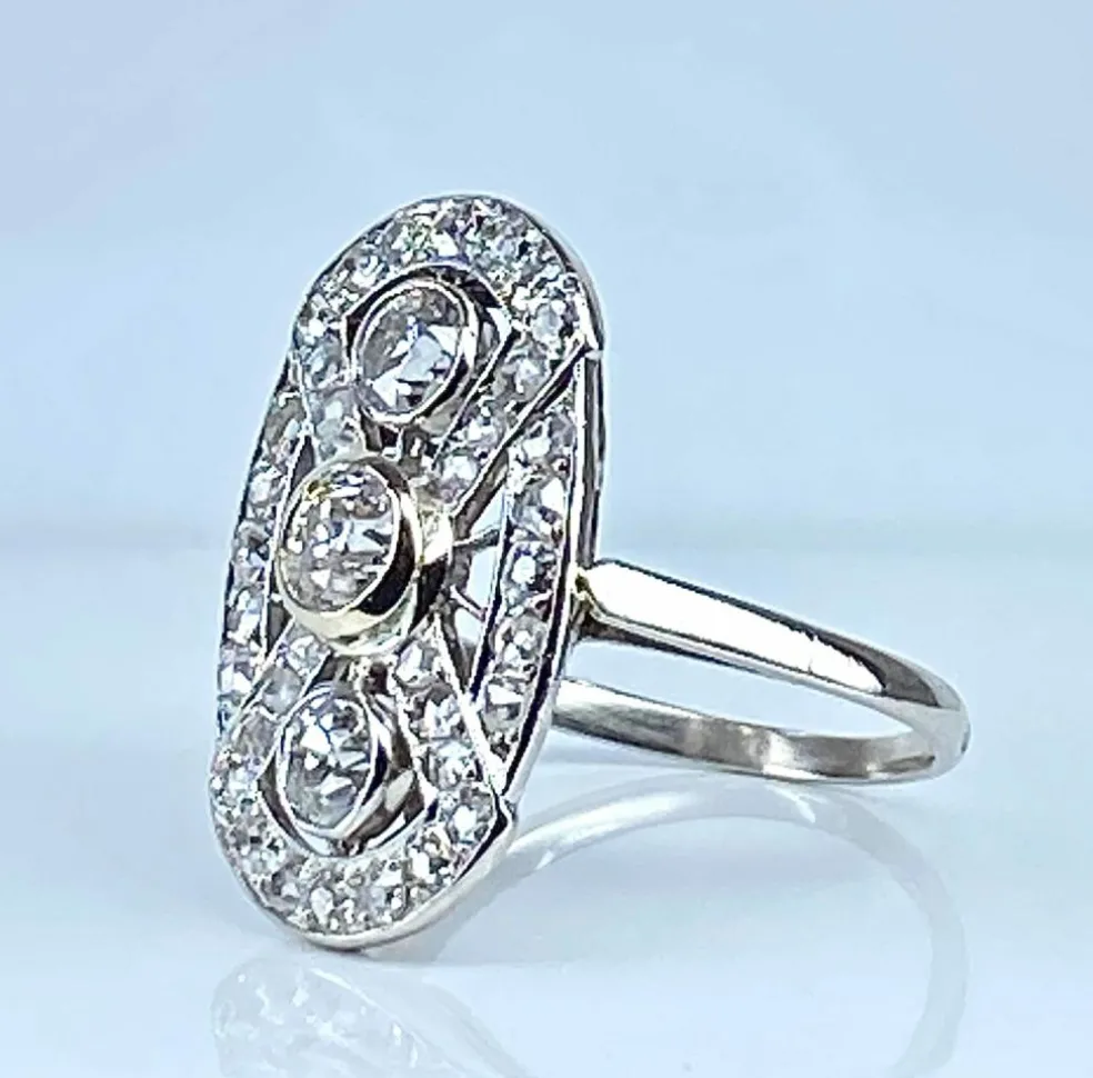 Bague platine et diamants, époque 1900