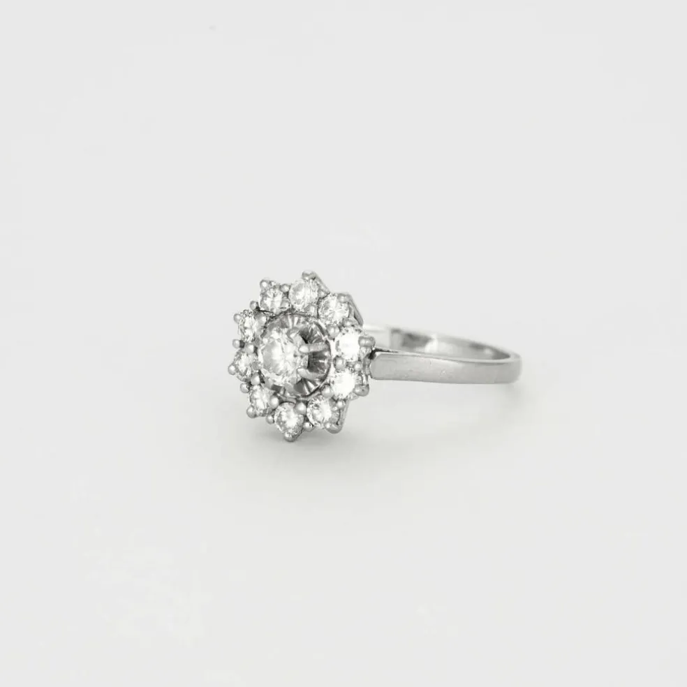Bague platine et or gris avec diamants