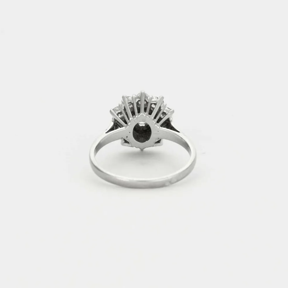 Bague platine et or gris avec diamants