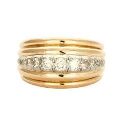 Bague platine et or jaune avec diamants