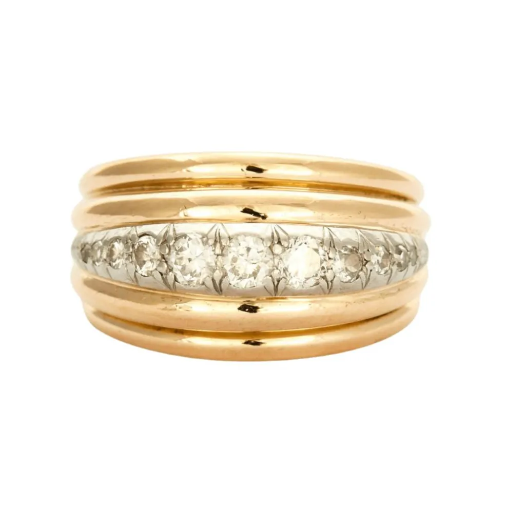 Bague platine et or jaune avec diamants