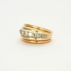 Bague platine et or jaune avec diamants