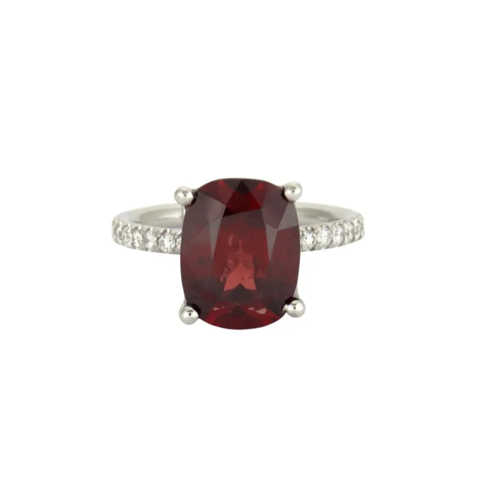 Bague Platine Grenat Diamants
