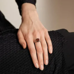 Bague Platine Grenat Diamants