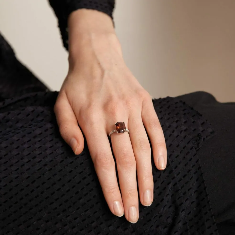 Bague Platine Grenat Diamants