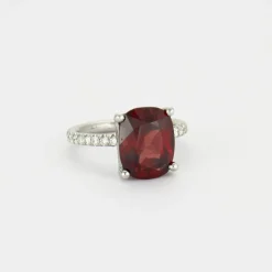 Bague Platine Grenat Diamants