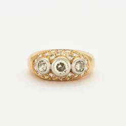 Bague platine, or et diamants