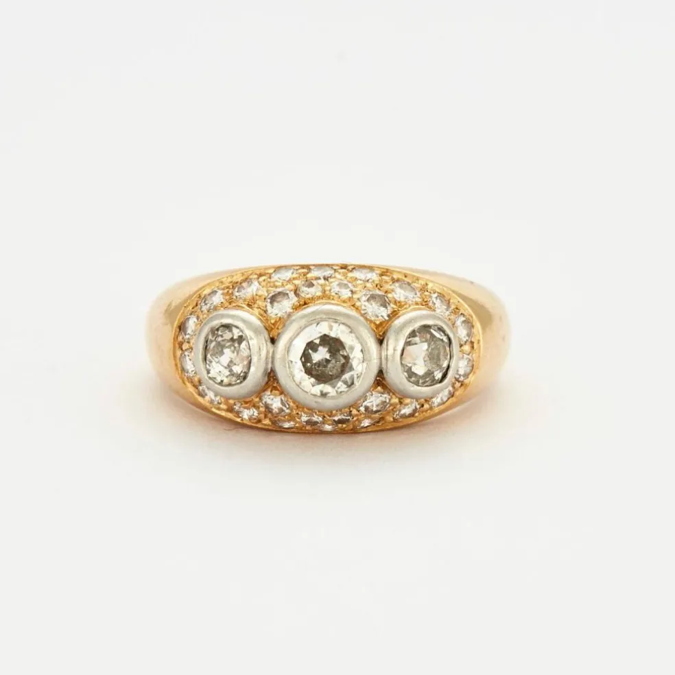 Bague platine, or et diamants