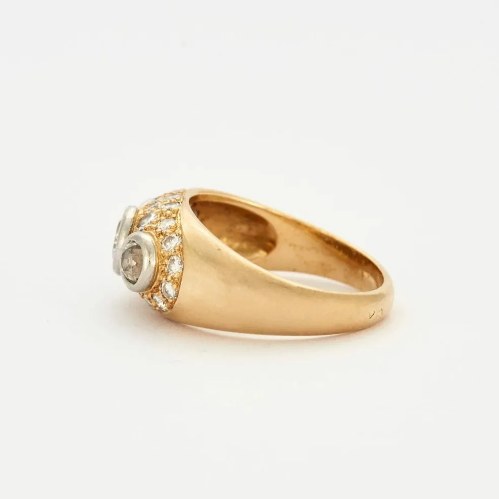 Bague platine, or et diamants