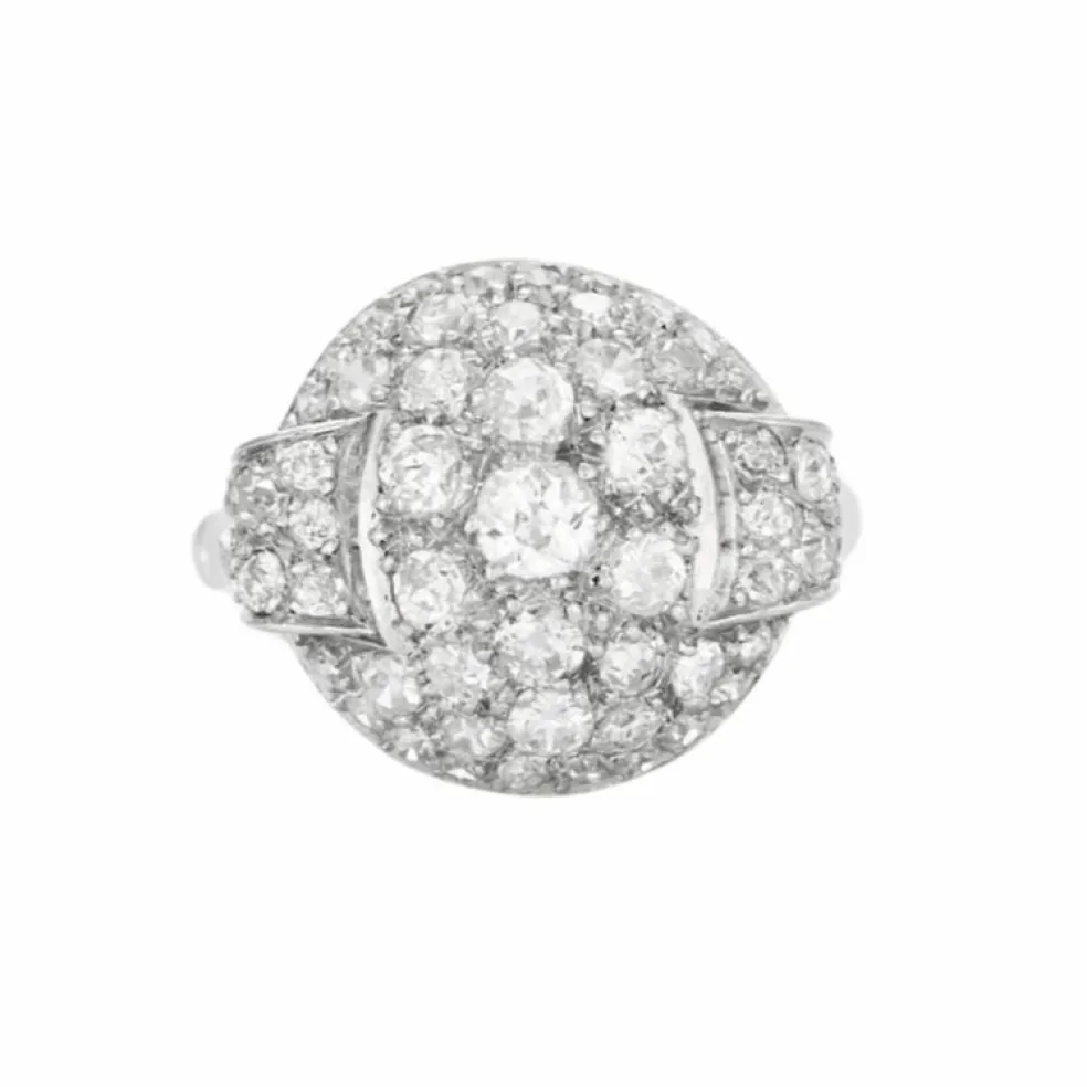 Bague platine pavage diamants Art Déco