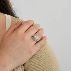 Bague platine pavage diamants Art Déco