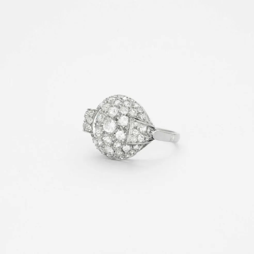 Bague platine pavage diamants Art Déco
