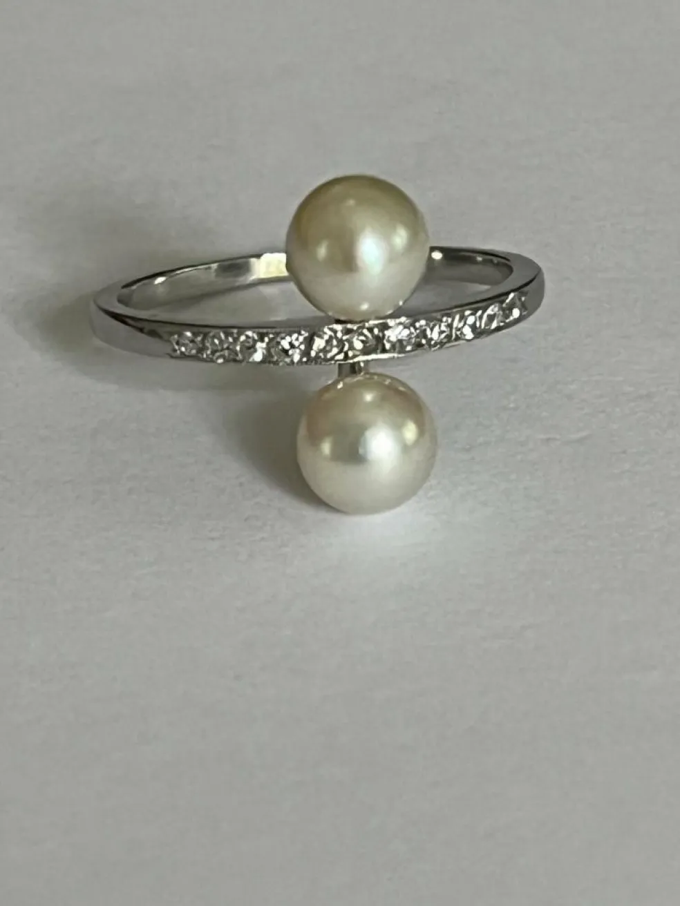 Bague Platine Perles Diamants