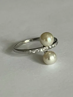 Bague Platine Perles Diamants