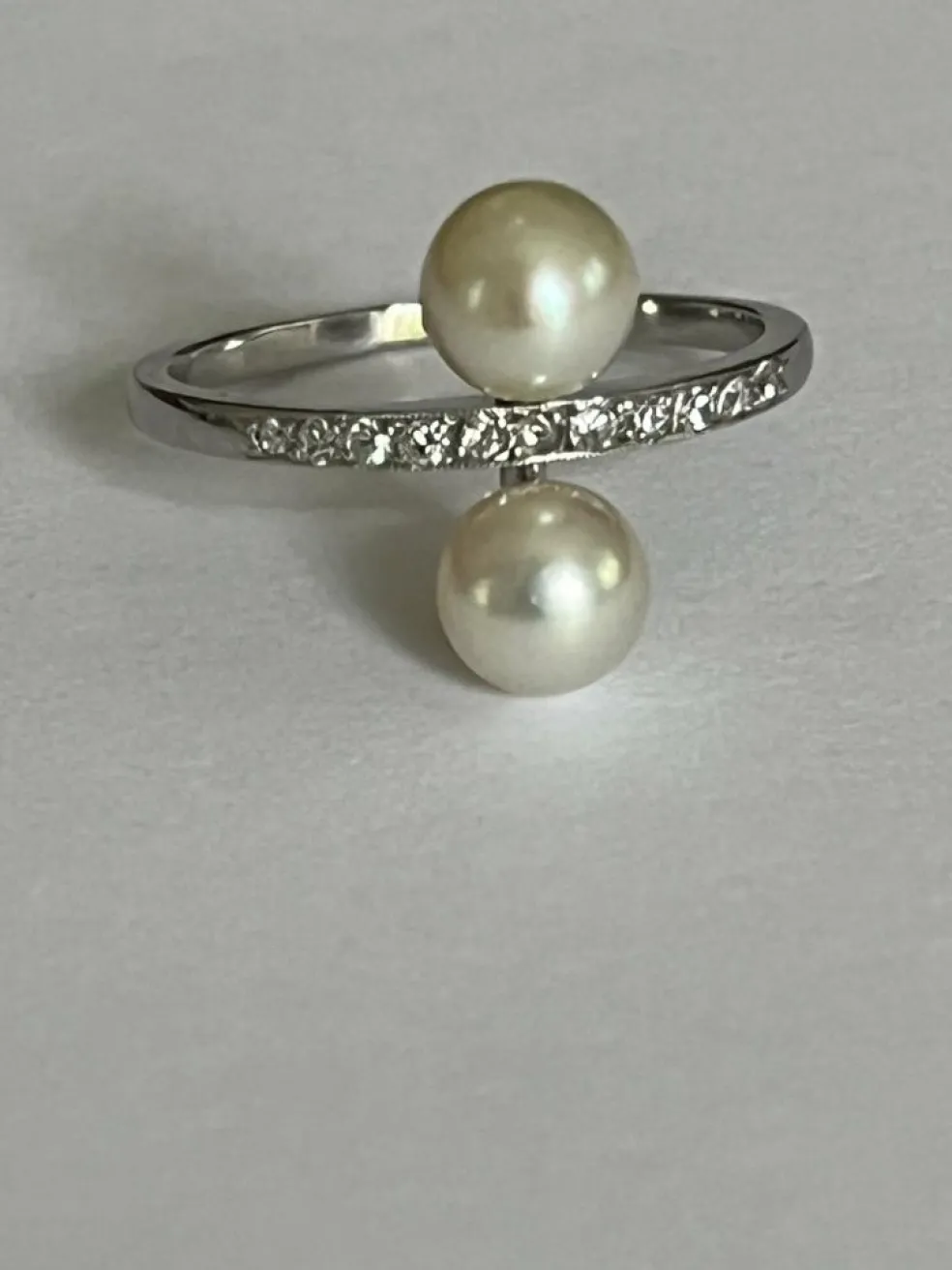 Bague Platine Perles Diamants