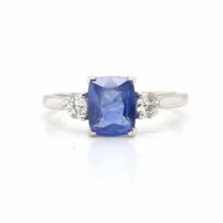 Bague Platine Saphir de Ceylan Diamants