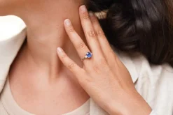 Bague Platine Saphir de Ceylan Diamants