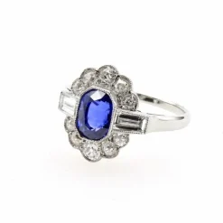 Bague Platine Saphir Diamants