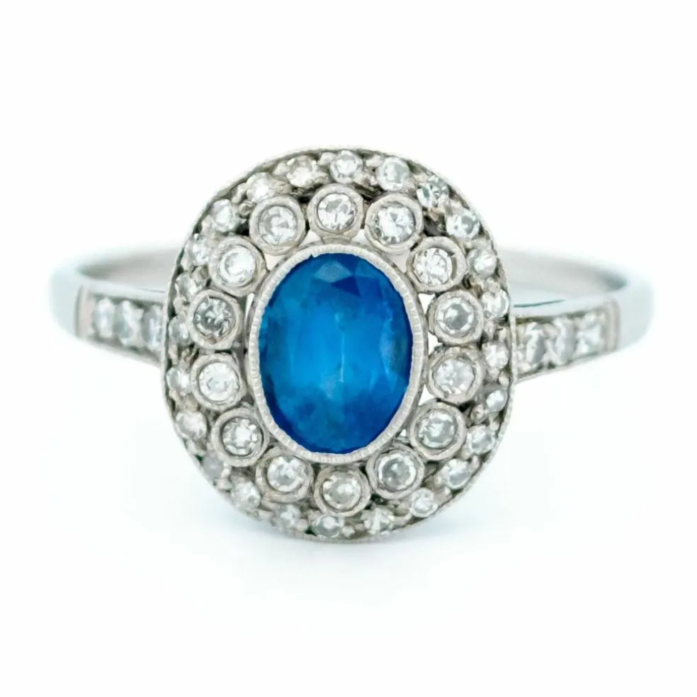 Bague Platine Saphir Diamants