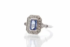 Bague platine saphir diamants