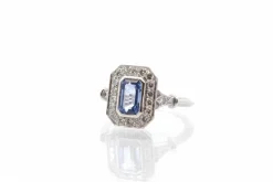 Bague platine saphir diamants