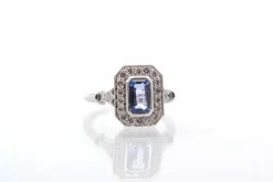 Bague platine saphir diamants