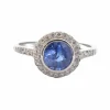 Bague Platine Saphir rond Diamants