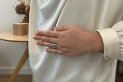 Bague Platine Saphir rond Diamants