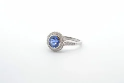 Bague Platine Saphir rond Diamants