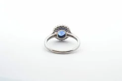 Bague Platine Saphir rond Diamants
