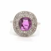 Bague Platine Saphir rose Diamants