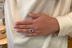 Bague Platine Saphir rose Diamants
