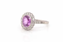 Bague Platine Saphir rose Diamants