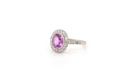 Bague Platine Saphir rose Diamants