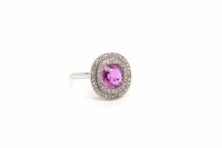 Bague Platine Saphir rose Diamants