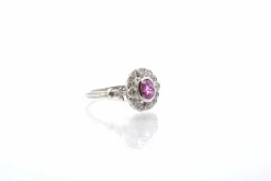 Bague Platine Saphir rose Diamants