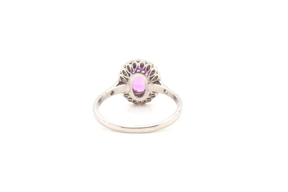 Bague Platine Saphir rose Diamants