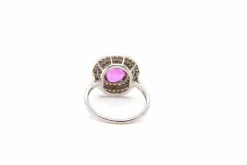 Bague Platine Saphir rose Diamants